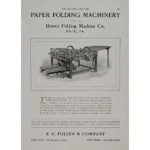  ORIGINAL 1901 Brown Paper Folding Machine Ad Erie Penn 
