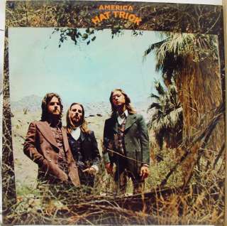 AMERICA hat trick LP VG+ W/poster BS 2728 Vinyl 1973 Record Palm label 