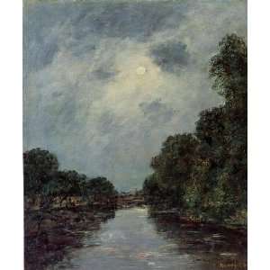   Somme near DAbbeville Moonlight, By Boudin Eugène 