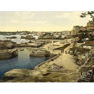  Vintage Travel Poster   Fishing harbor Biarritz Pyrenees France 