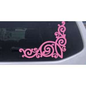 Inside Corner Swirl Car Window Wall Laptop Decal Sticker    Pink 12in 