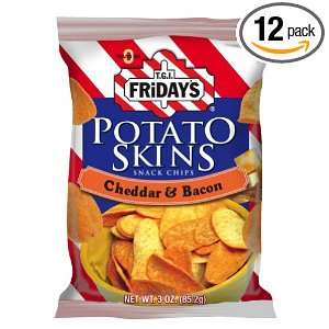   Snack Chips Cheddar Bacon Potato Skins, 3 Ounce Packages (Pack of 12