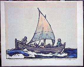 Coulton Waugh Shallop From Mayflower Cape Cod 1620  