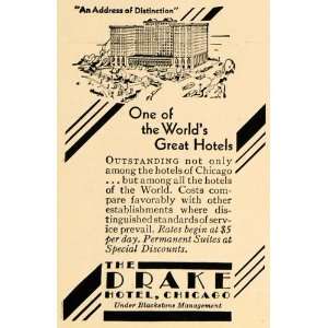  1930 Ad Drake Hotel Downtown Chicago Lake Michigan Tour 