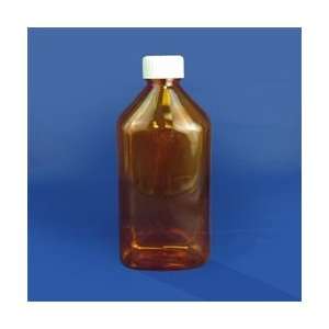 Amber Oval Pharmacy Bottles, Child Resistant Caps, 16 oz, cs/50 