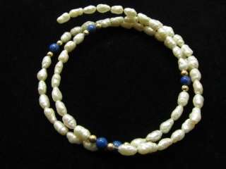 Vintage beaded Wire Wrap Fresh Water Pearl Bracelet  
