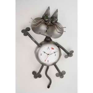   the Cat Recycle Scrap Metal Handcrafted Wall Clock