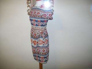 NEW Adrienne Vittadini Aztec Dress mock wrap Small  