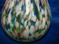 Italian Art Glass Clear Ruffled Multi color vase 8 x 5  