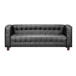  Button Sofa Black   Italian Leather