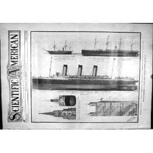  Scientific American 1904 25 Knot Turbine Cunarders Ships 