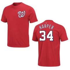 Washington Nationals Bryce Harper Red Name and Number Jersey T Shirt 