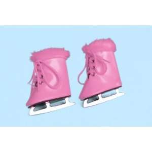   Pink Ice Skates with Pink Fur Trim   Fits 18 inch American Girl dolls