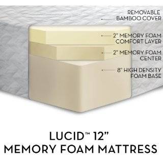 LUCID by LinenSpa 12 Memory Foam Triple Layer Plush Viscoelastic 