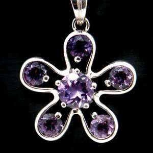  Amethyst Daisy Flower Pendant (with Silver) Everything 