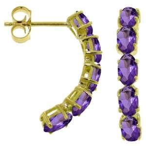  14k Gold Pin Earrings with Genuine Amethysts Jewelry