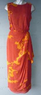   UNGER Vivid Long Red & Orange Silk Wrap Dress size 8 clothing M  