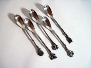 Lot of 5 Advocaat Chocolate Spoons from Holland Floral Designs Silver 