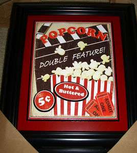 Movie Wall Plaque * Popcorn * Double Feature * Movie Tickets 