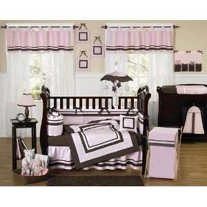  Hotel Pink and Brown 9 Piece Crib Bedding Collection Baby