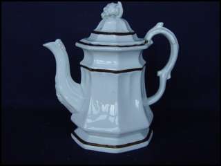 1845 White Ironstone Copper Luster Grape Octagon Teapot  
