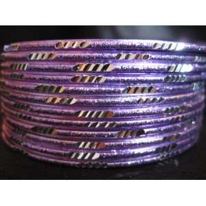 Indian Bangles Ethnic Bracelets Lilac with Silver Cut Size 2.8/2.10