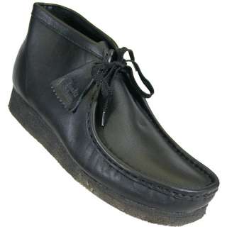 Clarks Mens Originals Wallabee Black Leather Boot  