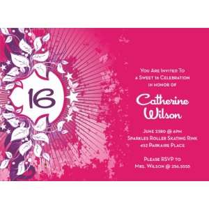  Grunge Burst Fuchsia Birthday Invitations