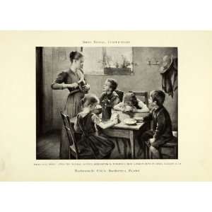 1905 Print Ottilie Roederstein Art Daily Bread Mother Children Eating 