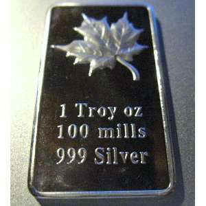 1 Troy Oz .999 Silver Clad Maple Leaf Bu Gem Art Bar 