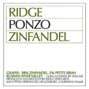  2009 Ridge Ponzo Vineyard Russian River Zinfandel 750ml 