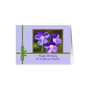  Happy Birthday Teacher, Violas in Purple Card Health 