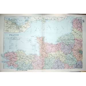   BACON MAP 1894 FRANCE PLAN CHERBOURG GUERNSEY JERSEY