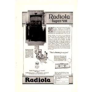  1924 RCA Radiola Super VIII Original Vintage Print Ad 