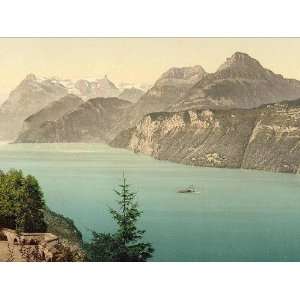 Vintage Travel Poster   Seelisberg and Bauen Lake Lucerne Switzerland 