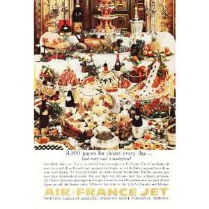  1961 Ad Air France Feast Vintage Travel Print Ad 