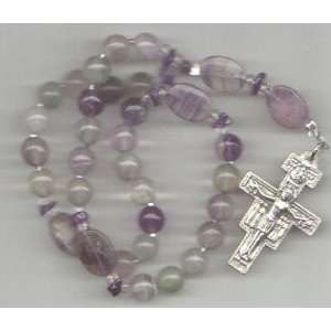  Anglican Rosary of Rainbow Florite, St. Francis Cross 