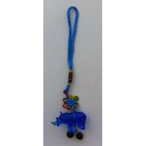  Blue Rhinoceros Amulet Keychain Pendant