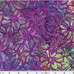  45 Wide Hand Dyed Batik Floral Purple Fabric By The Yard 