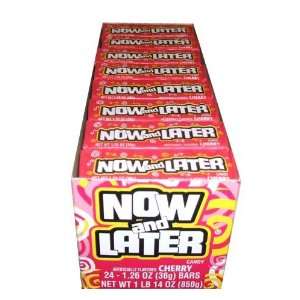 Now and Later Cherry Taffy Candy Twenty Four 9 Piece Bars Per box 