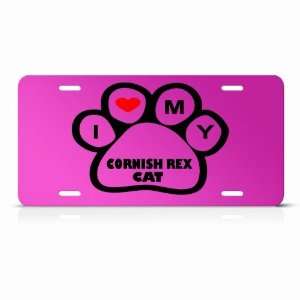 Cornish Rex Cats Pink Novelty Animal Metal License Plate Wall Sign Tag