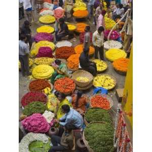  Flower Necklace Sellers in City Market, Bengaluru, Karnataka State 