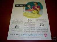 1949 Alcoa Aluminum Co Lady Ironing Bless my Sole Ad  
