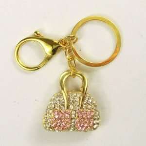  Versace Pink Crystals Handbag Keychain