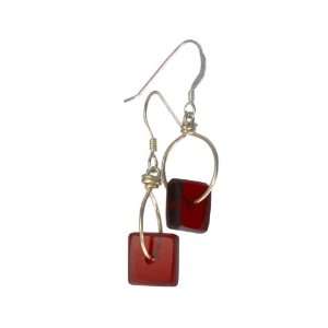  Recycled AntiqueRuby Beer Bottle Square Earrings Bottled 