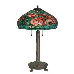   Tiffany TT90426 Tiffany Table Lamp, Antique Verde and Art Glass Shade
