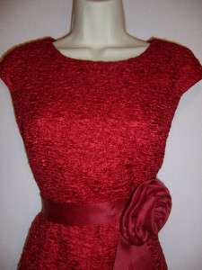 ALEX EVENINGS Red Scoop Neck Cocktail Evening dress 10P 10 NWT  