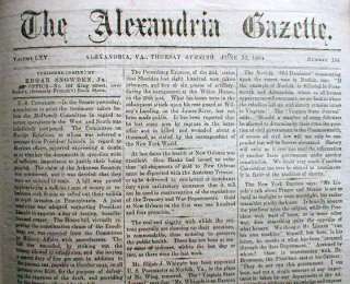 Very Rare 1864 Civil War newspaper ALEXANDRIA Virginia  