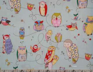 Alexander Henry Spotted Owl Light Blue Fabric by yard  