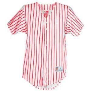 All Star Custom Baseball Full Button Pinstripe Jerseys WHITE/RED AL 